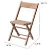 slatted seat folding chair diagonal view with dimensions