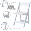 details on construction, stacking, and replacement parts for resin folding chairs